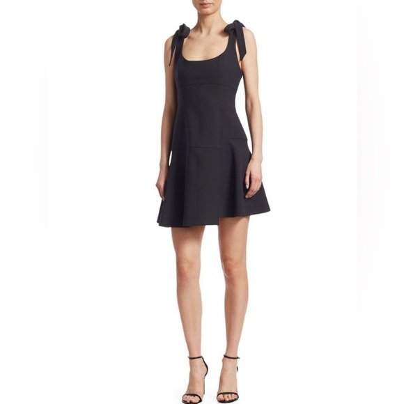 Cinq à Sept Jeanette Tied Asymmetrical Mini Dress Black Size 2 - Picture 2 of 7